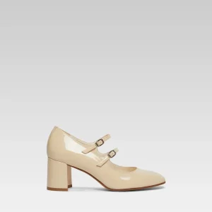Alice - Escarpins babies cuir verni beige