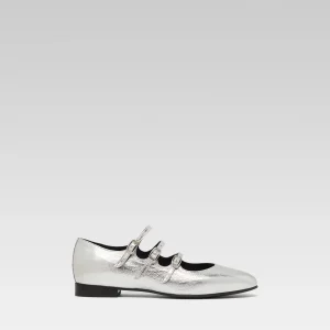 Ariana s - Ballerines babies cuir laminé argent