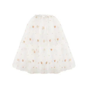Jupe longue en tulle avec coeurs doré