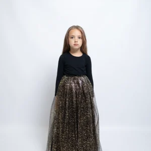 Jupe longue de fête noir et doré