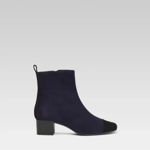 Estime - Bottines cuir velours bleu marine et noir