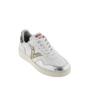 Victoria : baskets ado Plata V/paillettes dorées talon léopard semelle épaisse