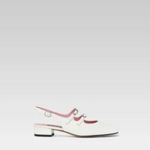 Peche - Babies slingback cuir verni blanc