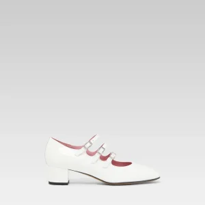 Kina - Escarpins babies cuir verni blanc
