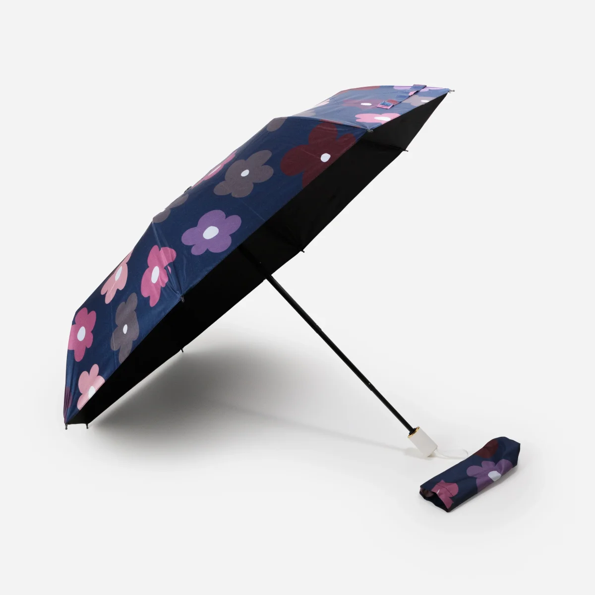 Parapluie marine avec fleurs colorées et sac de rangement