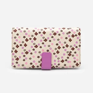 Organisateur à documents de voyage à imprimé floral mauve et rose