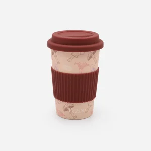 Tasse à café à motif champignons avec manchon et couvercle en silicone