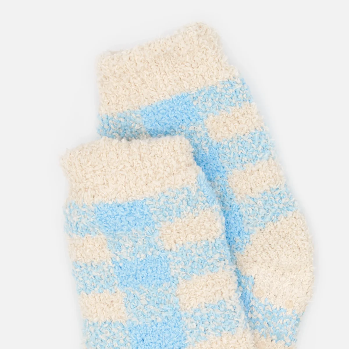 Bas douillets ivoire à carreaux bleu pâle – Image 3