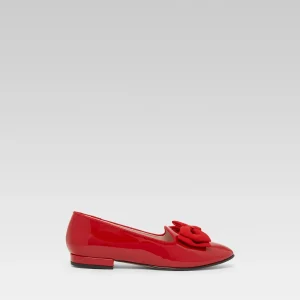 Marquis - Ballerines à noeud cuir verni rouge