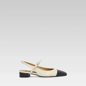 Oceano - Slingback cuir beige et noir