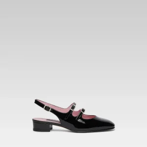 Peche - Babies slingback cuir verni noir
