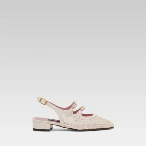 Peche - Babies slingback résille et cuir ivoire