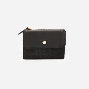 Petit portefeuille noir à bouton doré