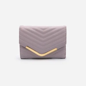 Petit portefeuille lilas matelassé à motif à chevrons