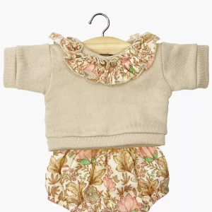 Babies - Ensemble Marion top à collerette molleton lin et bloomer Indienne rosée