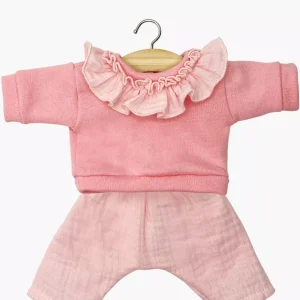Gordi : Ensemble Marion avec top en molleton à collerette et pantalon fraise