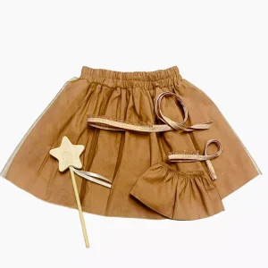 Les P'tits Déguiz - Duo de jupes enfant/poupée "Petite fée" Deva avec tutus cassonade et baguette magique