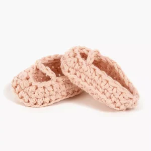 Gordi : Chaussons ballerines en crochet rose nude faits main
