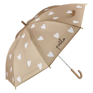 Parapluie beige à coeurs
